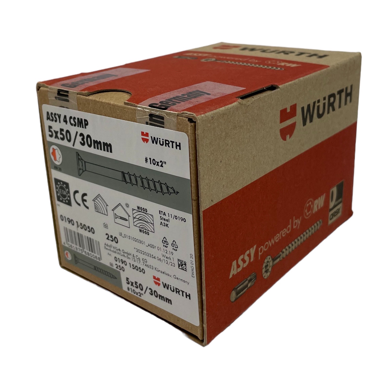 Würth ASSY 4 CSMP Universalschraube Stahl verzinkt Teilgewinde Senkfrästaschenkopf 5x50mm, 250Stk