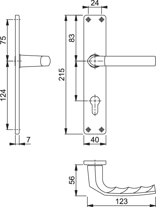 Hoppe Birmingham 1117/202SP Hoppe Türgriff-Langschild-Garnitur BB Alu F1