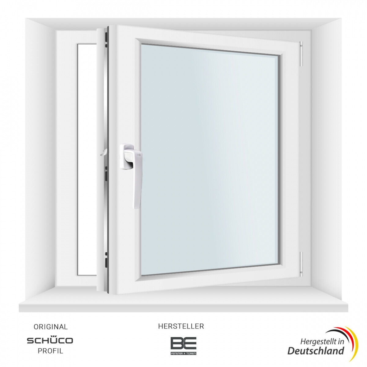 50 x 100 cm (H x B) SCHÜCO Kellerfenster 2f.-vergl. ALLE GRÖßEN - Hergestellt von BE Bauelemente