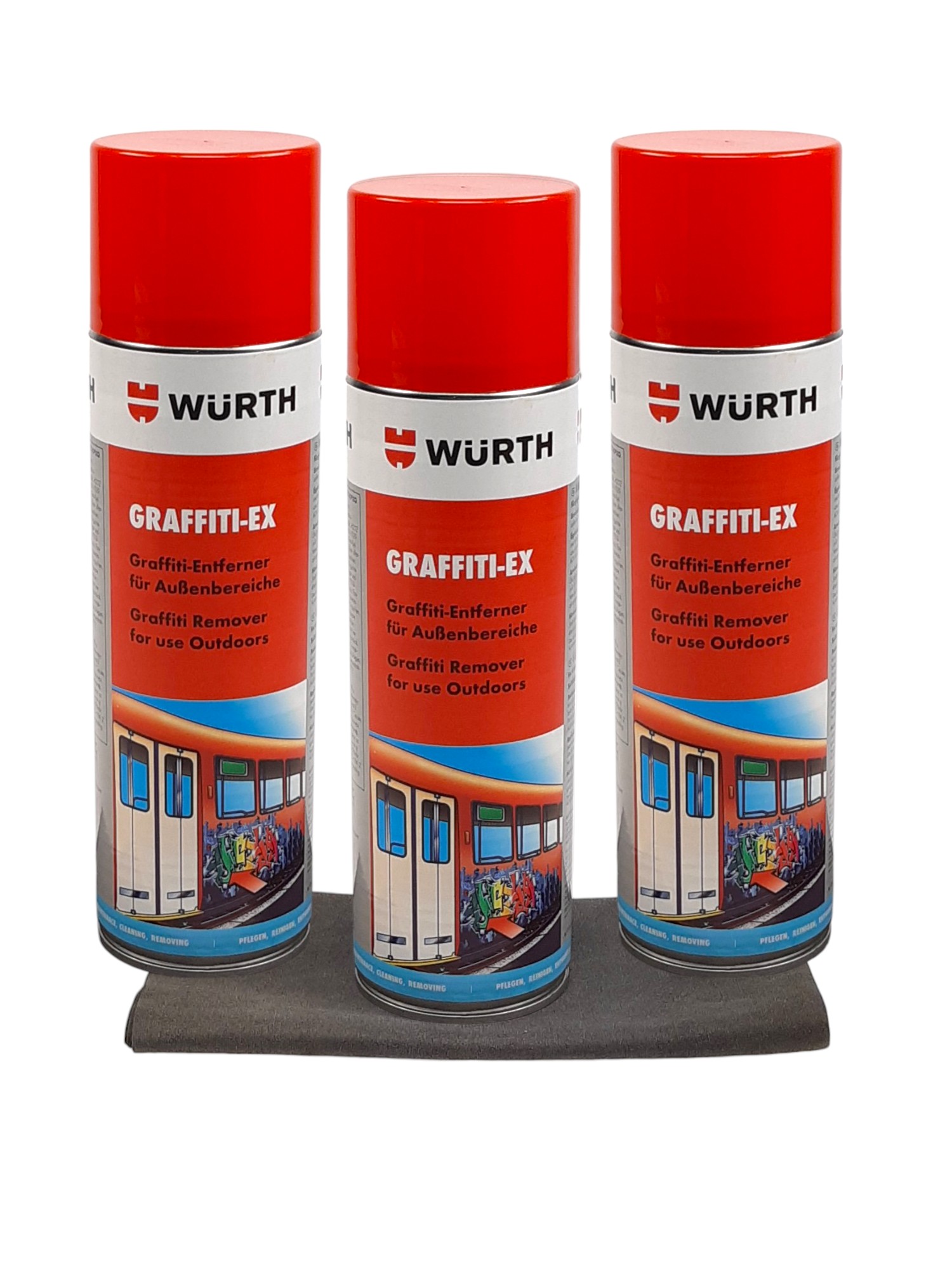 3 X Würth Graffiti-Entferner Graffiti-EX Außenbereich 3-45, 3x500ml + inkl. Reinigungstuch