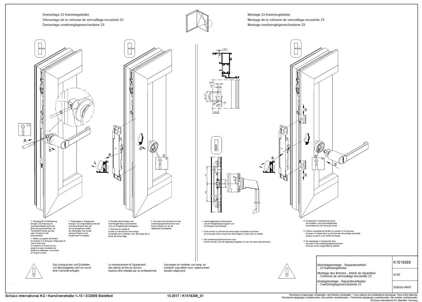 Schüco Kammergetriebe 23mm links 243033