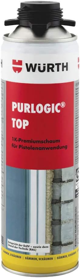 Würth Purlogic Top 1K 5er Sparset Pistolenschaum Bau- und Montageschaum Betongrau 0892142