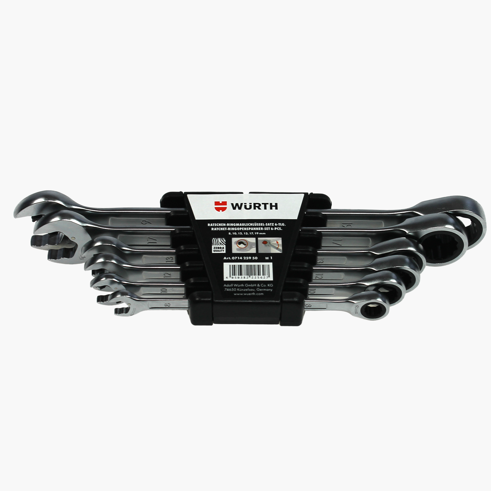 Würth Ratschenringmaulschlüssel Zebra 6 tlg. inkl. Kunststoffhalterung 071425950