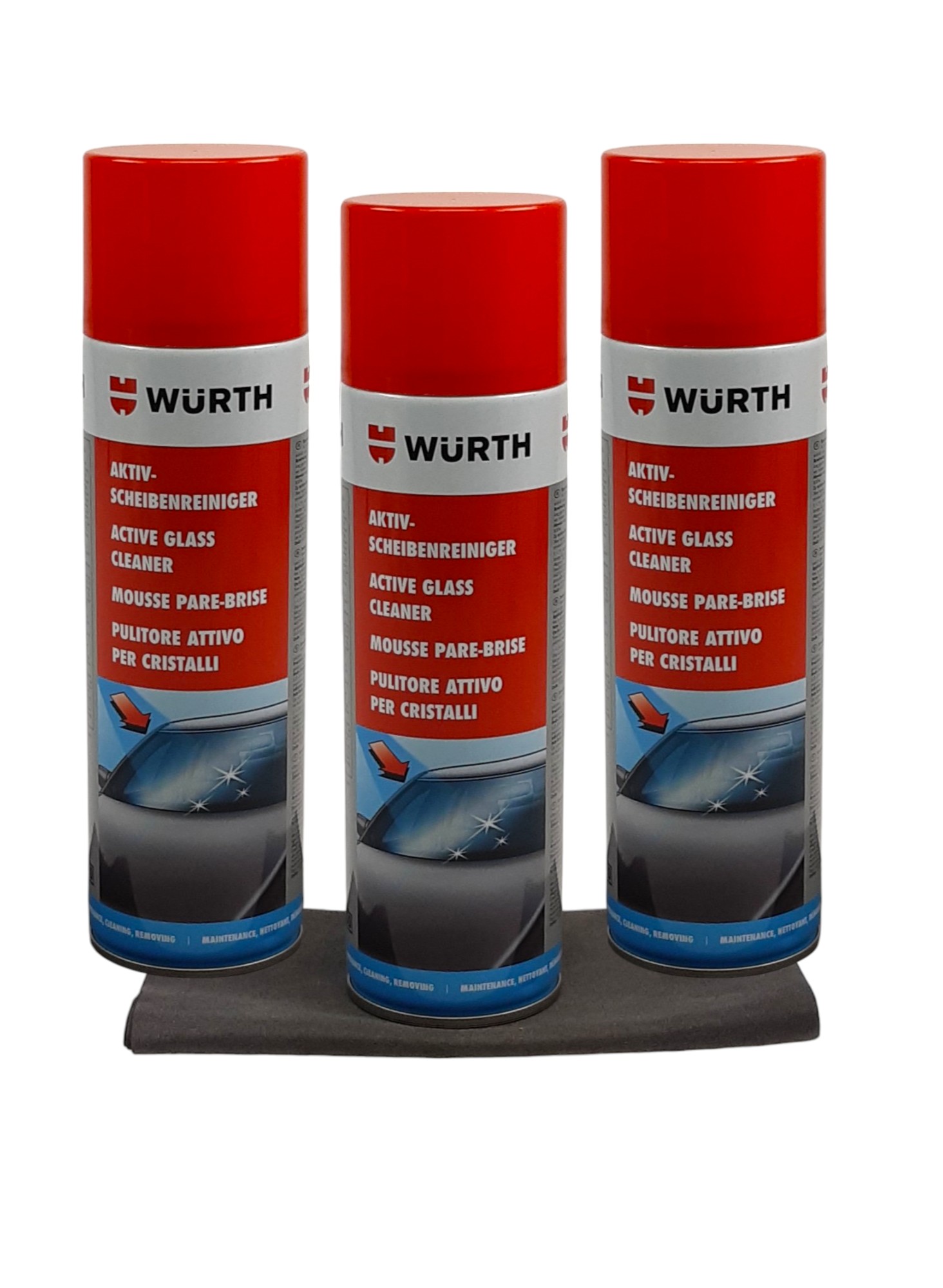 3 X Würth Aktiv-Scheibenreiniger saBesto 3x500ml + inkl. Reinigungstuch